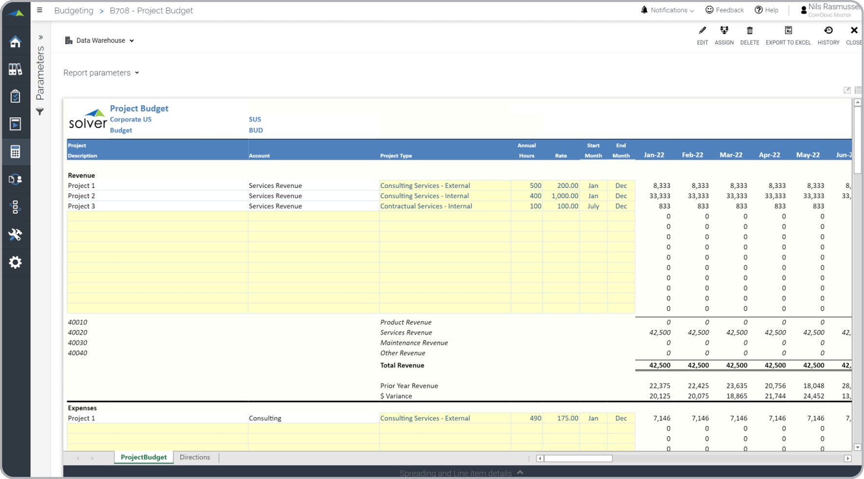 Project Budgeting Template for Sage Intacct