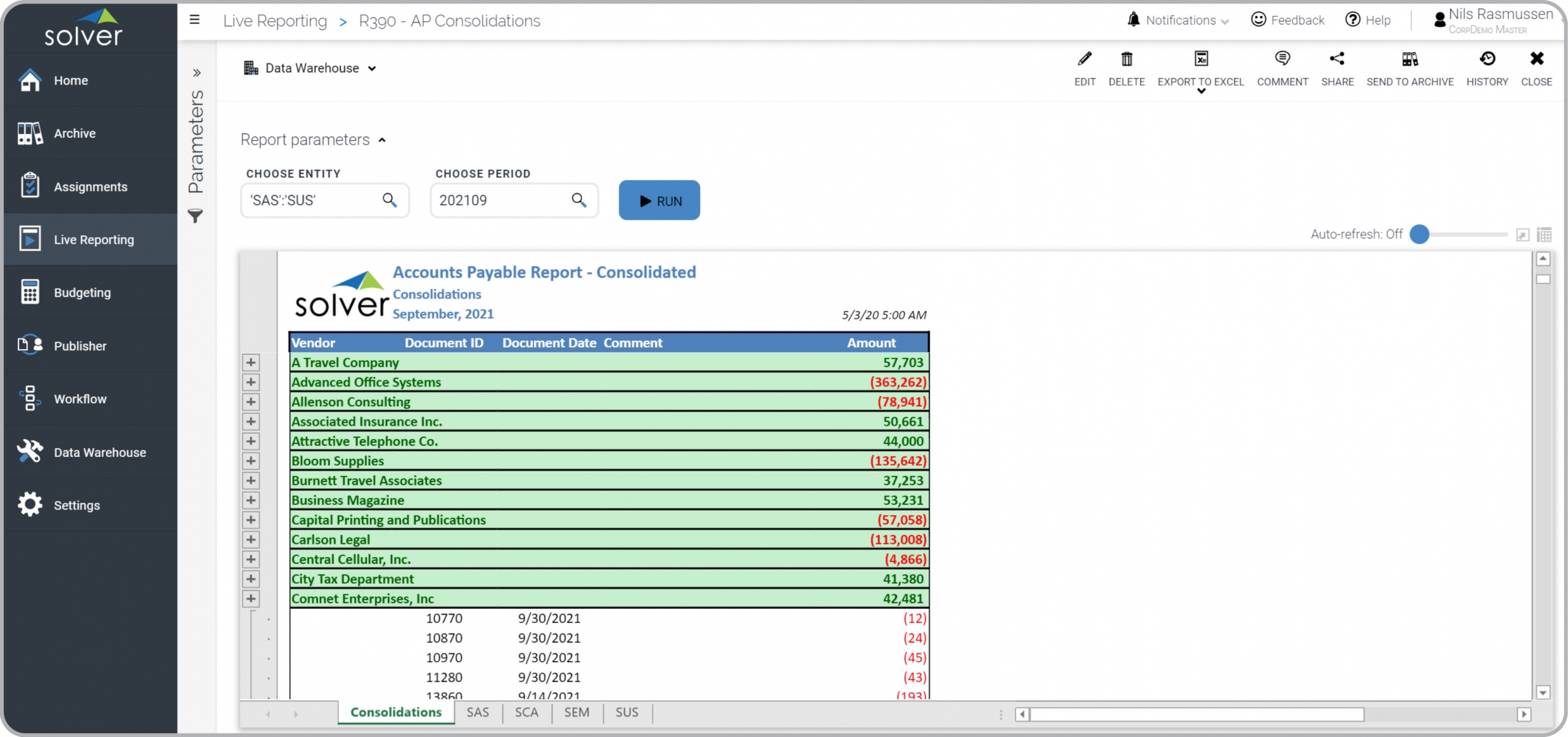 Consolidated Accounts Payable Report Example