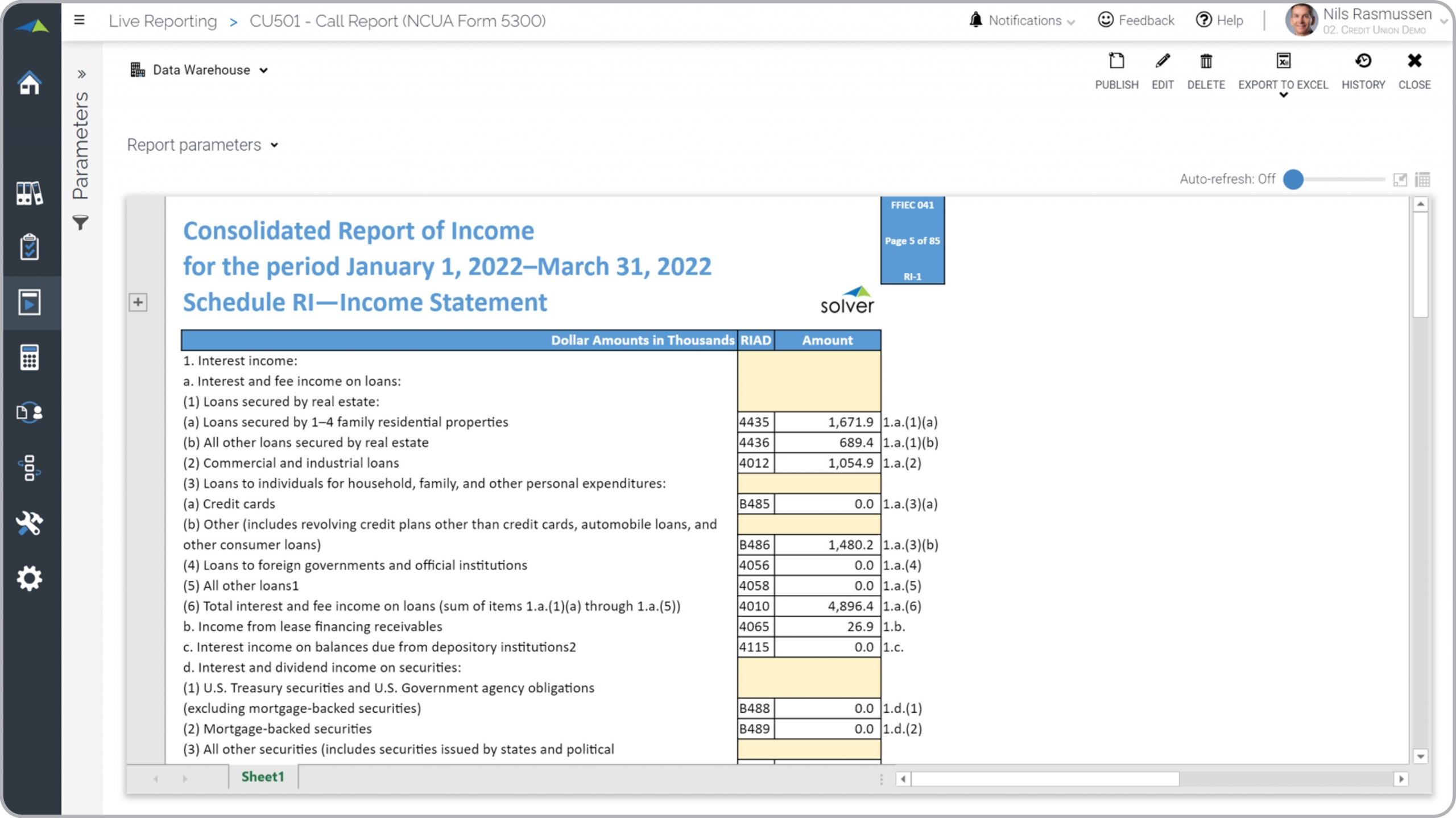 Example of a Form 5300 Template for NCUA Call Reporting  