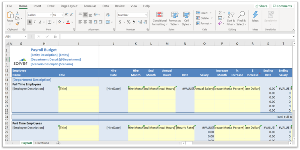 Payroll Example from Excel add-in