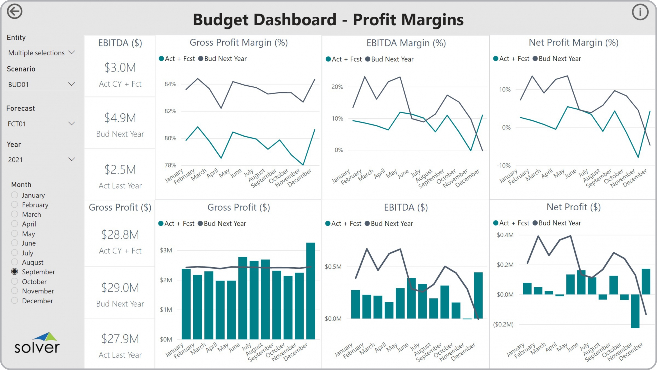 Example of a Profit Margin Budget Dashboard to Streamline the Planning Process