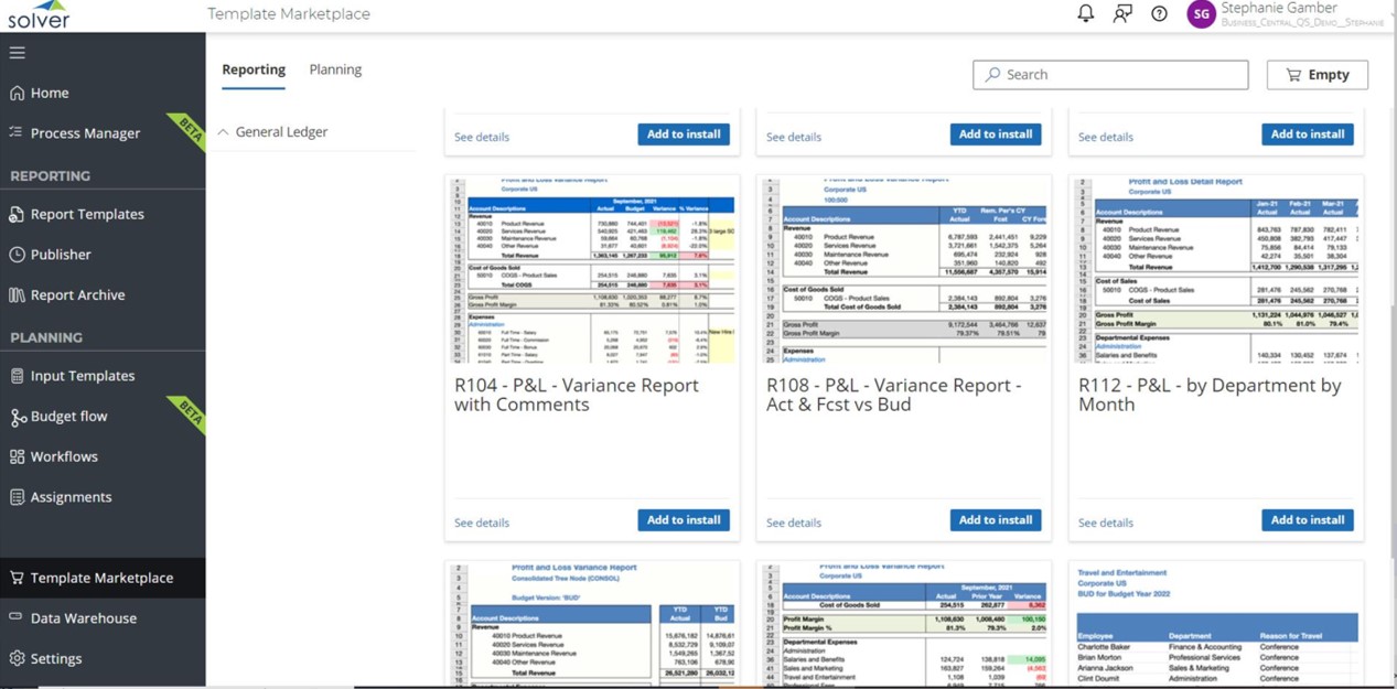 Rapid implementation of financial reports and CPM for Dynamics 365 Finance with pre-built templates from Solver Marketplace