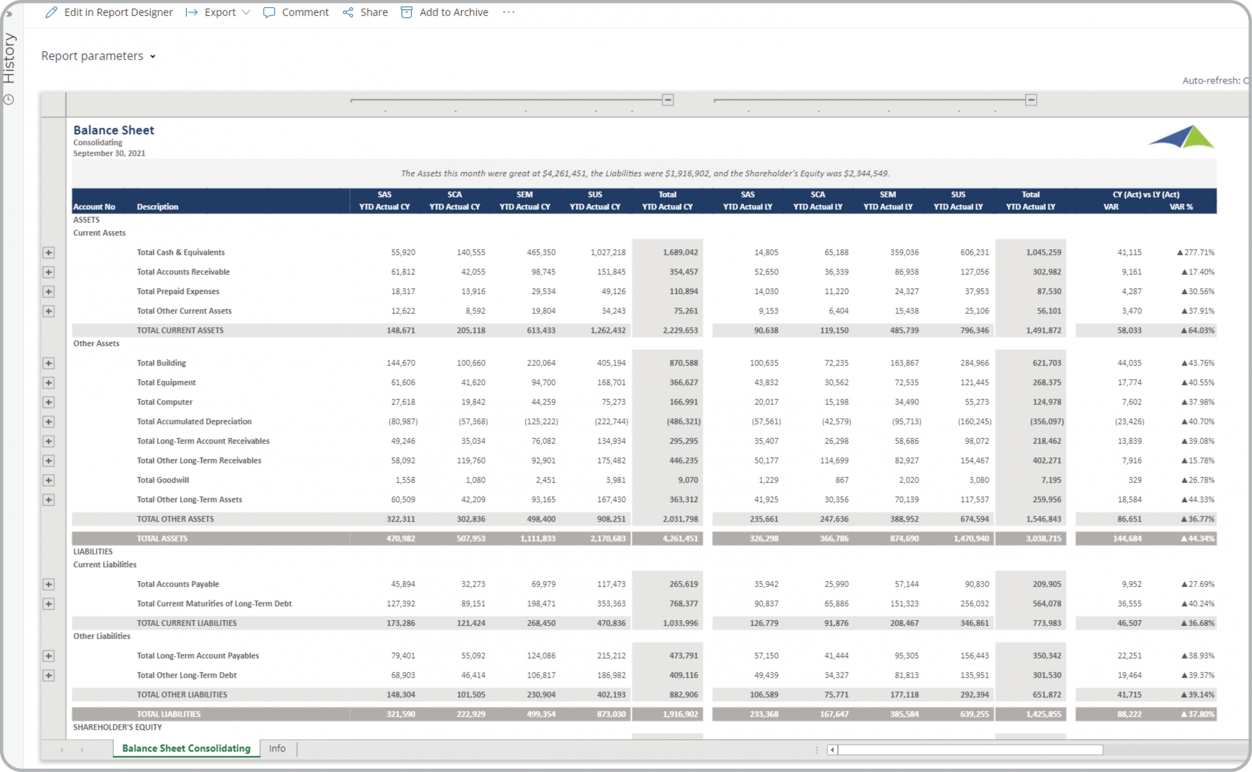 Example of a Consolidating Balance Sheet Report to Streamline the Monthly Reporting Process